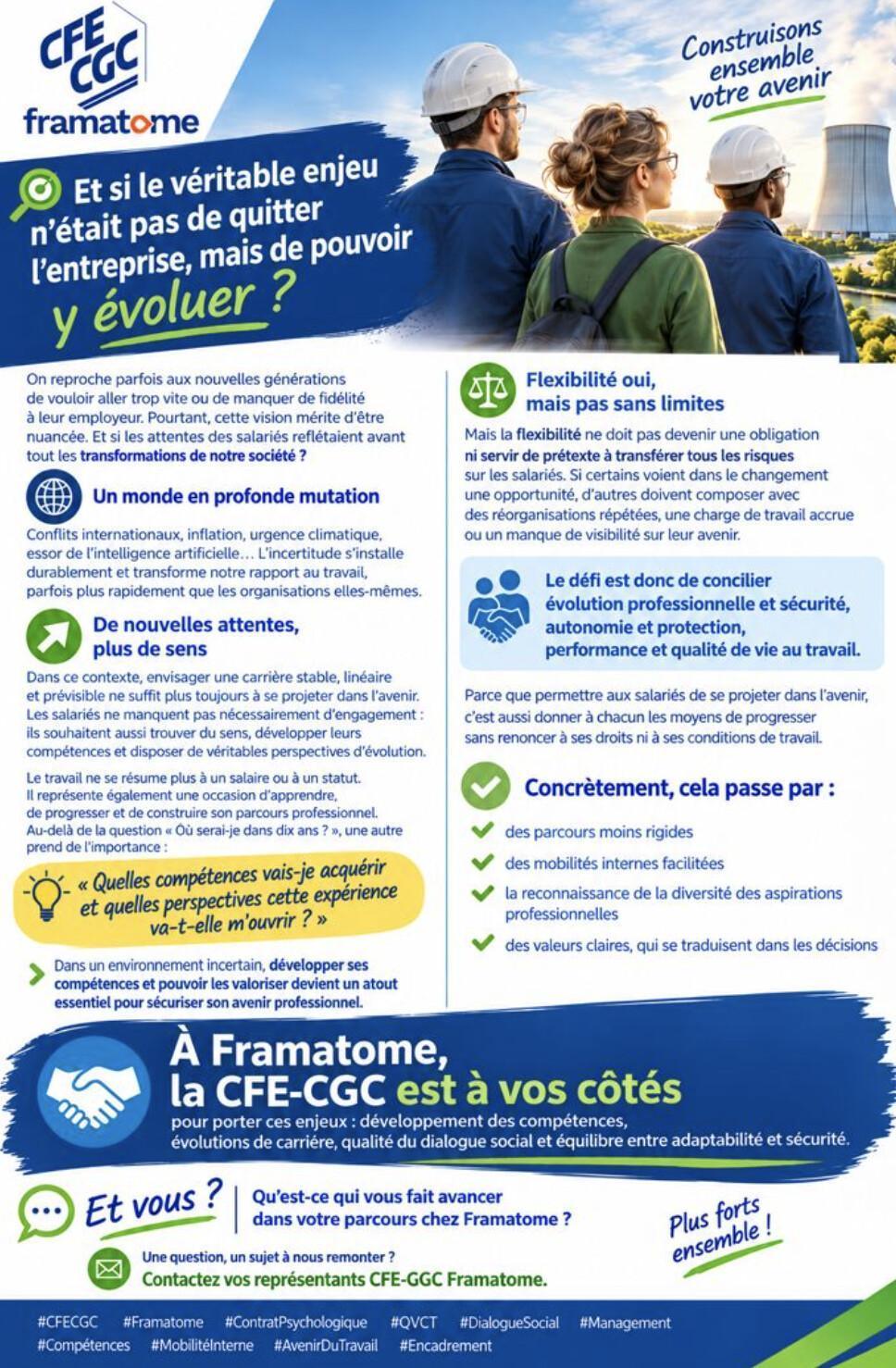 Framatome : Beaucoup d'entre vous, nous demande a quoi sert la CFE-CGC. 