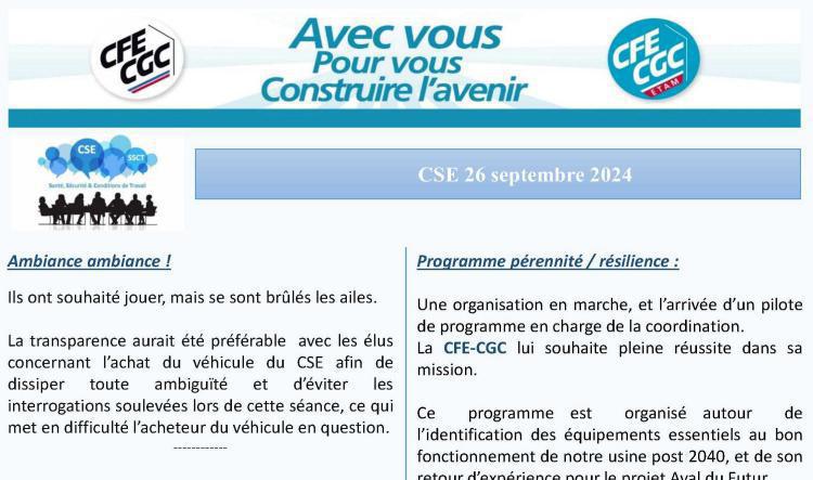 LA HAGUE : CSE 26 septembre