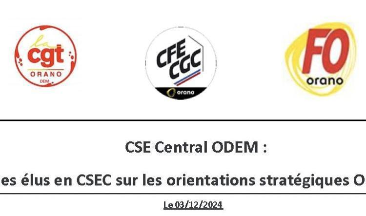 ODEM : Avis des élus en CSEC sur les orientations stratégiques ODEM