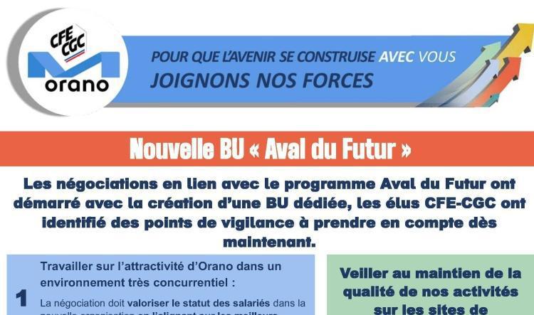 Orano - Vigilances CFE-CGC sur la nouvelle BU "Aval du Futur"