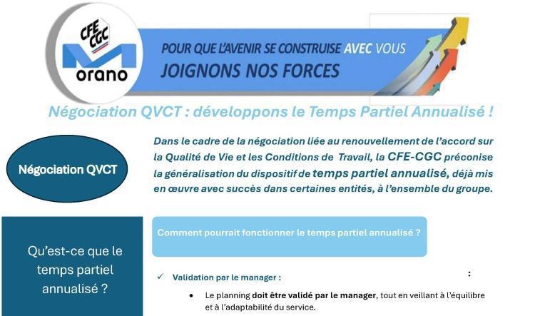 Orano : Négociation QVCT : développons le Temps Partiel Annualisé !
