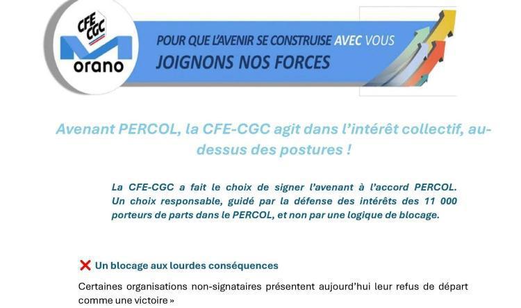 Orano : Avenant PERCOL, la CFE-CGC agit dans l’intérêt collectif, au-dessus des postures !