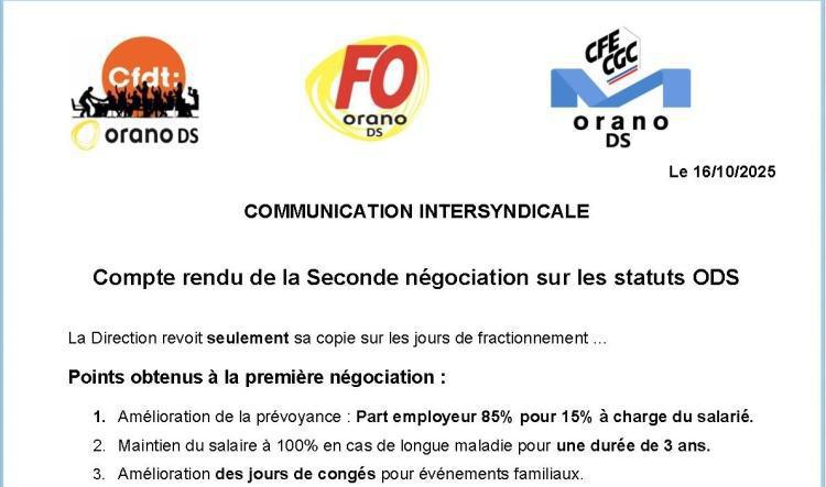 ODS : Compte Rendu seconde négociation statuts ods