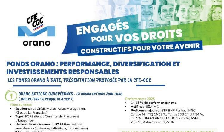 CFE-CGC : Plan Epargne Entreprise : Fonds --> performance, diversification et investissements responsable
