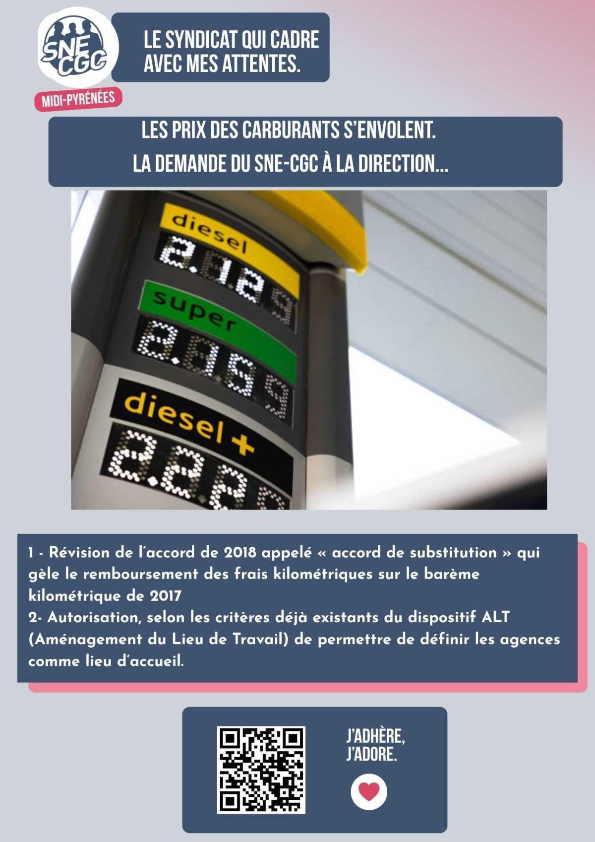 Les prix du carburant s'envolent... La demande du SNE-CGC à la Direction...
