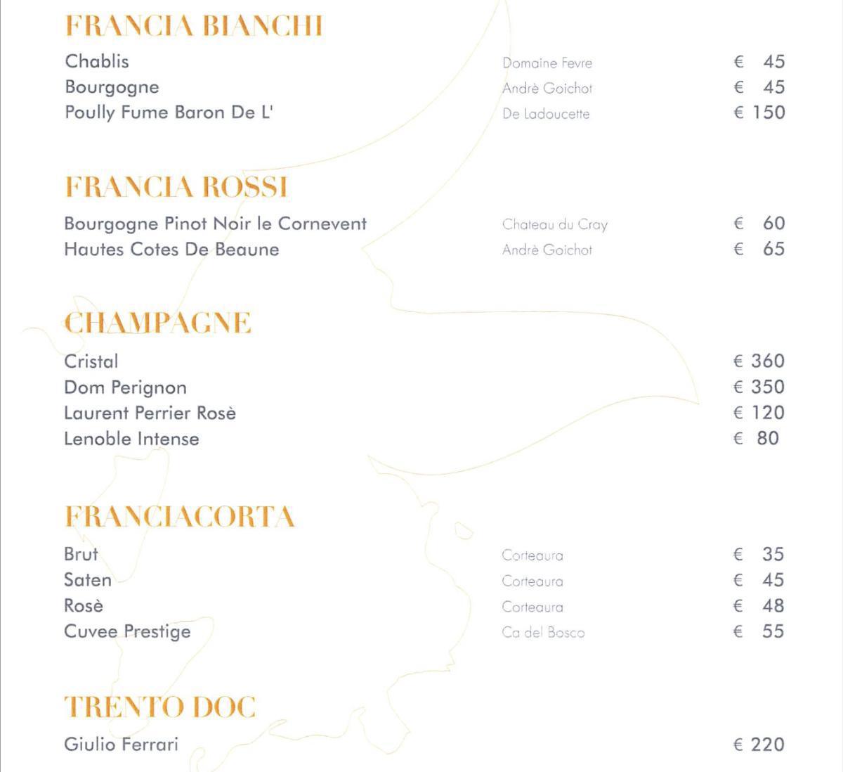 La carta dei vini La carta dei vini