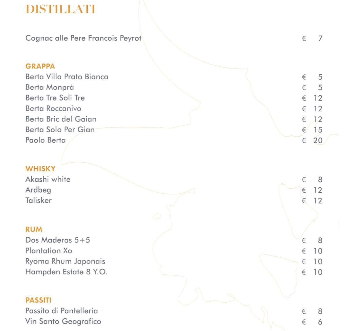 La carta dei vini La carta dei vini