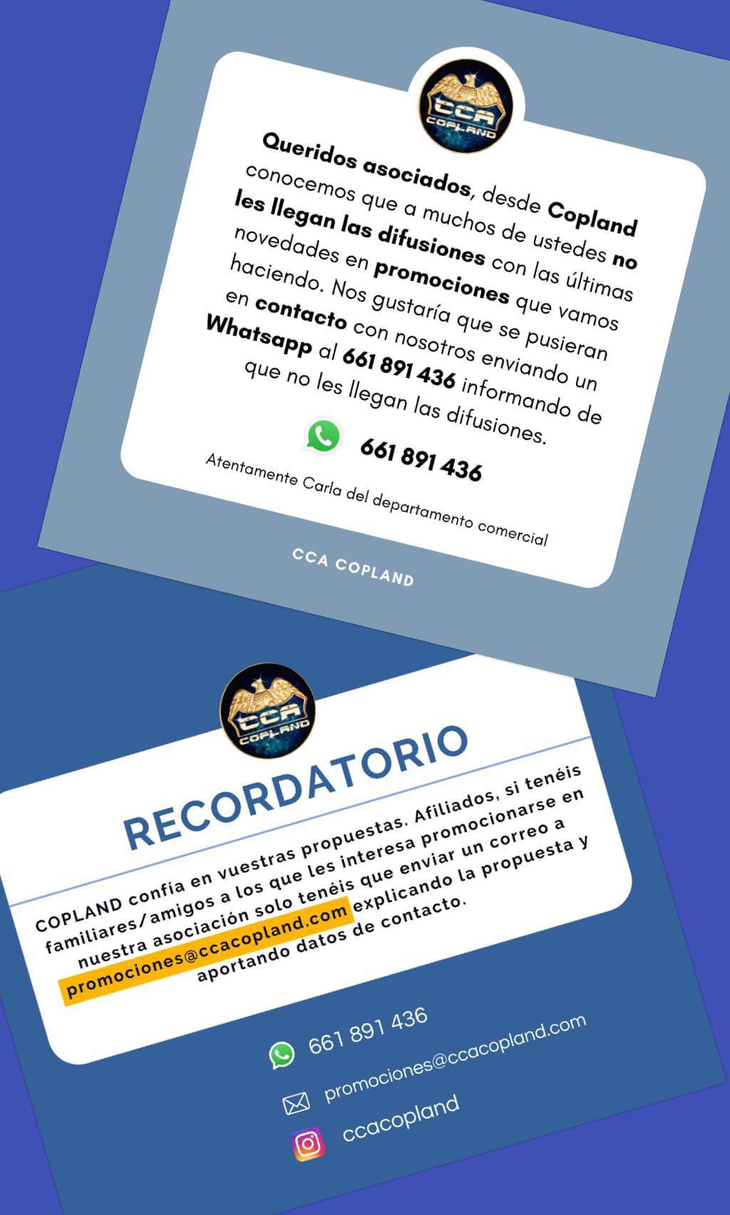 ADHESIÓ A COPLAND! ADHESIÓ A COPLAND!