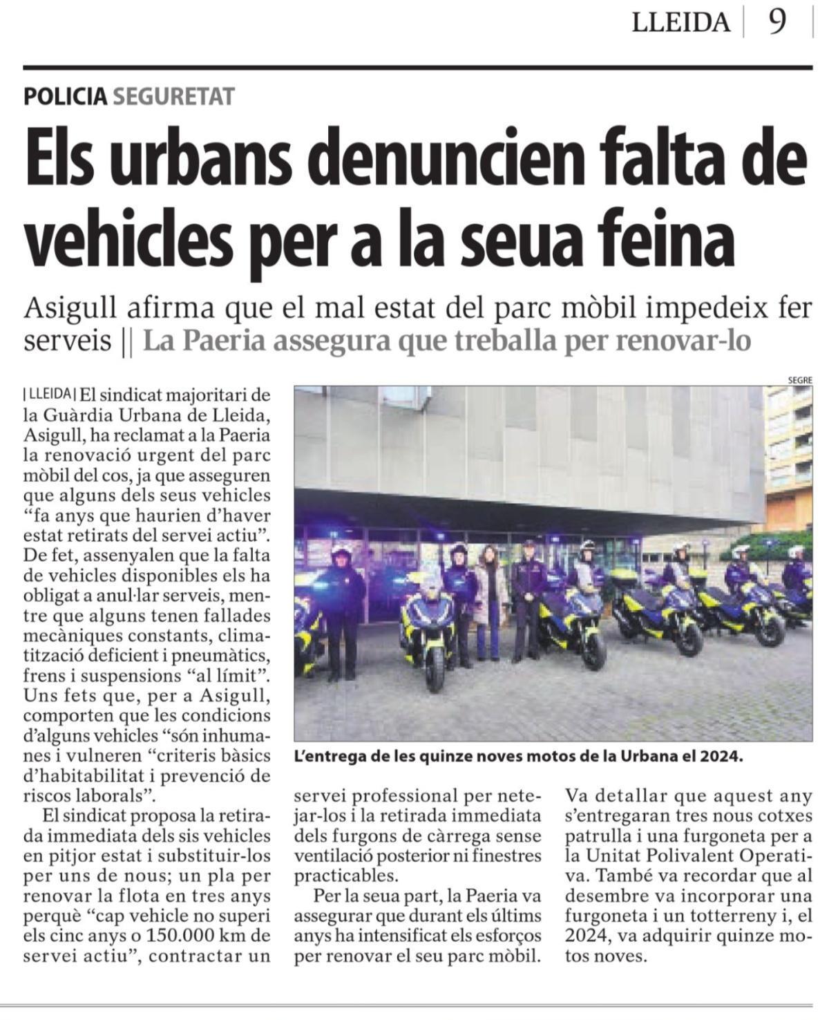 Renovació urgent de vehicles i neteja professional, és el mínim exigible.