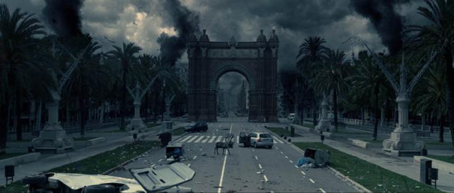 Un ciervo pasea por una Barcelona arrasada en la película Los últimos días. / Morena Films