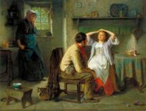Las mujeres con baja autoestima temen más que sus parejas las abandonen por otras, y se esfuerzan por conservarlas. Imagen: "Celos y flirteo", del artista francés Haynes King. Fuente: Wikimedia Commons.