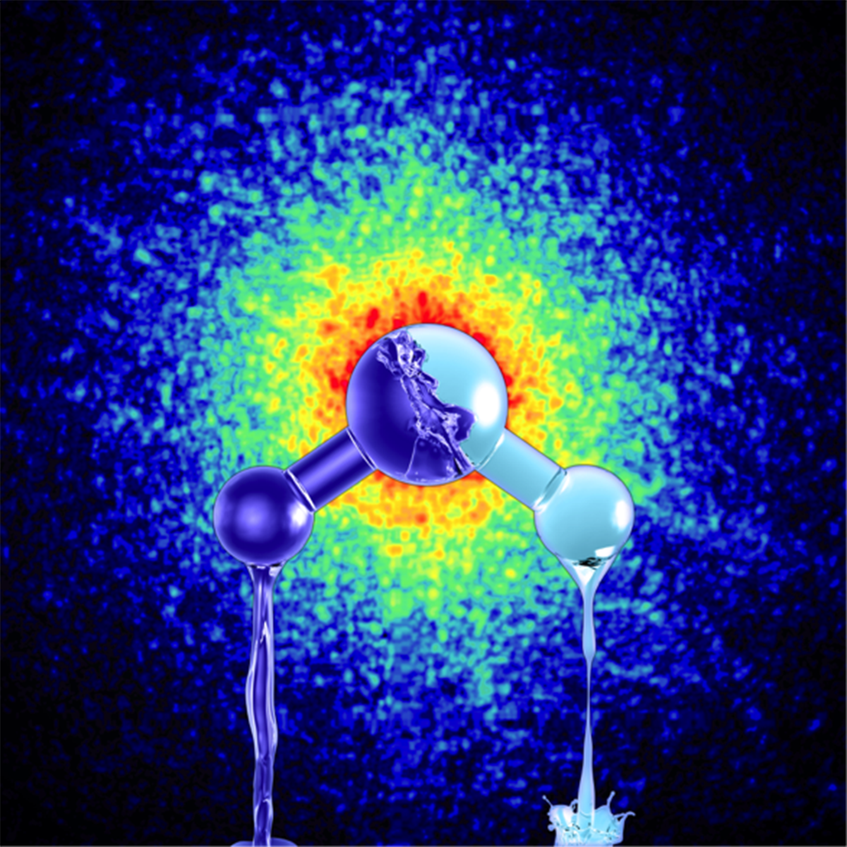 Reproducción artística de las dos formas ultraviscosas del agua líquida con diferentes densidades. Credit: Mattias Karlén
