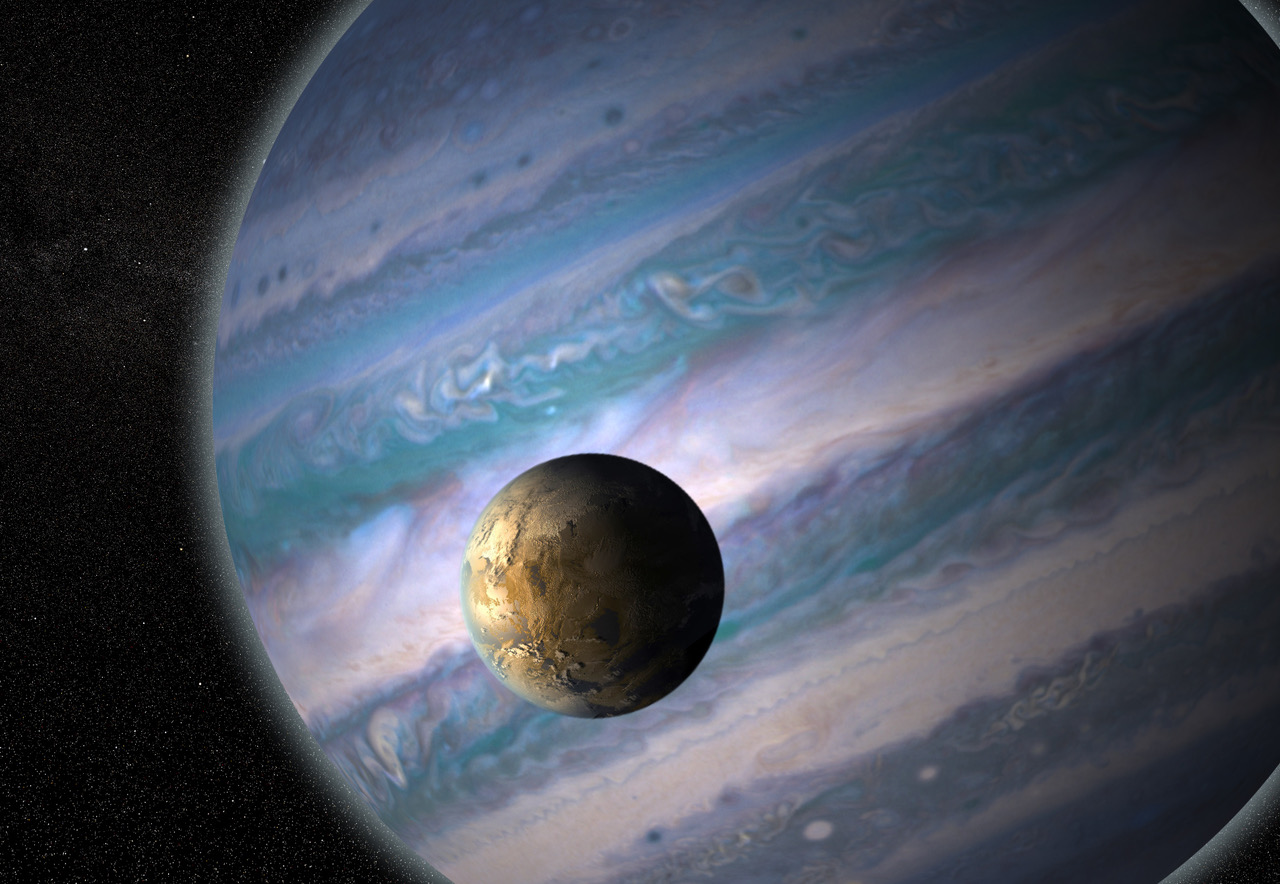 Las exolunas pueden disponer de un ambiente favorable para la vida. Imagen: NASA GSFC: Jay Friedlander and Britt Griswold.