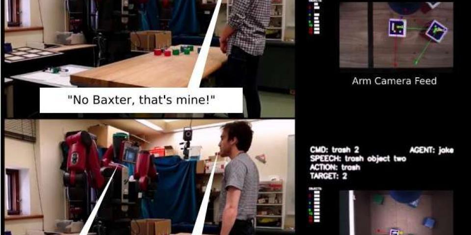 Momento de la interacción con el robot en el que, a través de mensajes, el robot aprende lo que es suyo y lo que es de otro. Fuente: Zhi-Xuan Tan, Jake Brawer y Brian Scassellati.