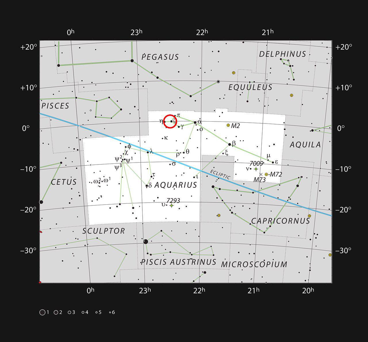 Ubicación (círculo rojo) de la galaxia enana Kinman, donde desapareció una misteriosa estrella variable luminosa azul. Crédito: ESO, IAU and Sky & Telescope.