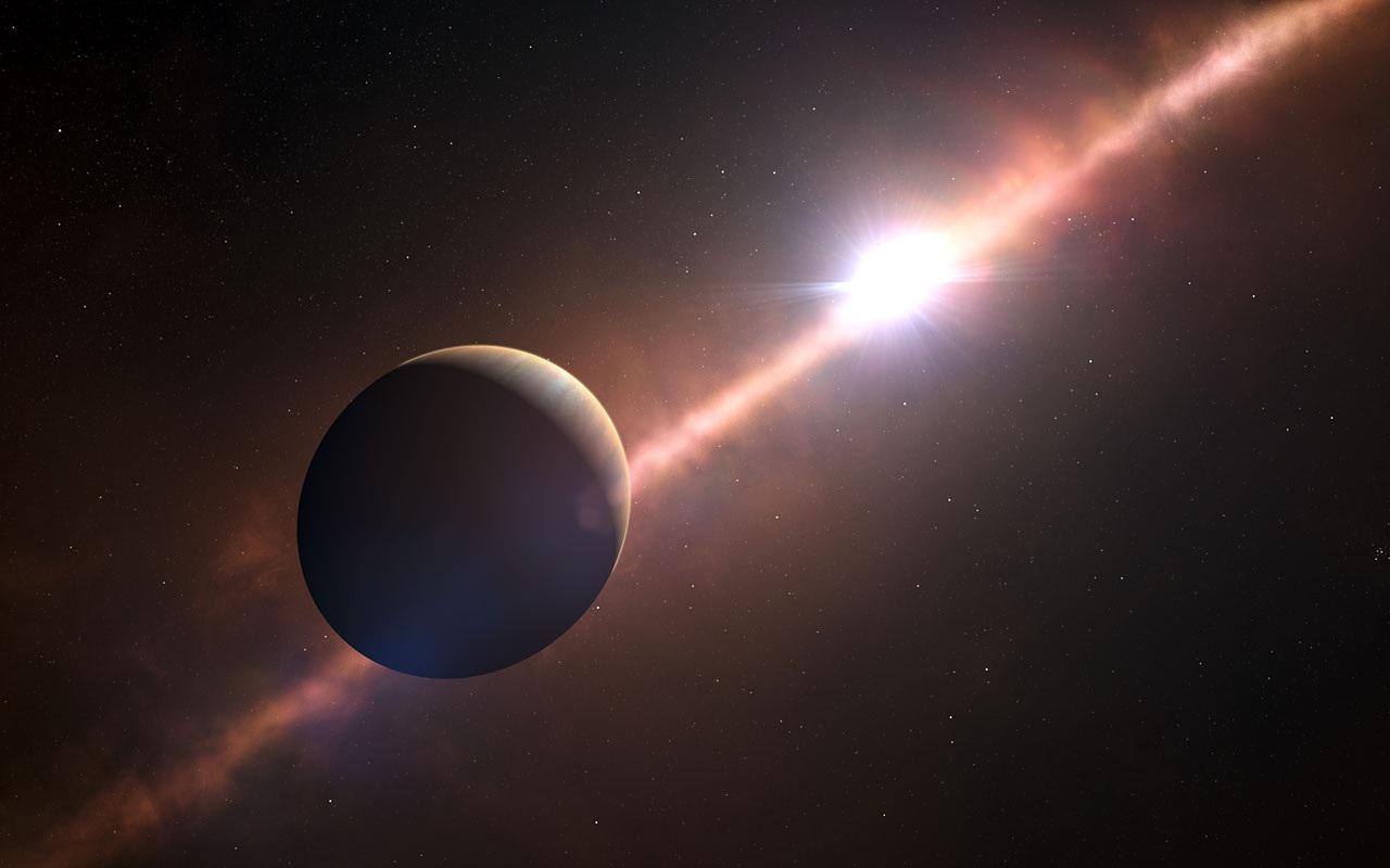 Impresión artística del planeta Beta Pictoris b. Fuente: ESO.