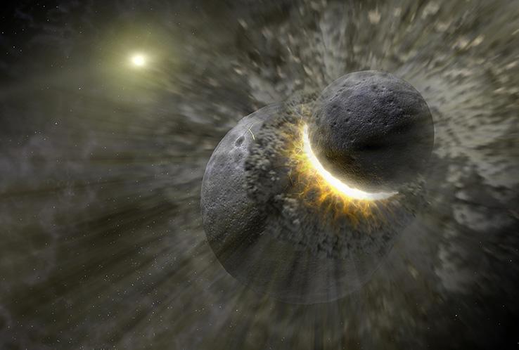 Visión artística del choque entre Theia y la Tierra, del que pudo surgir la Luna. Fuente: NASA.