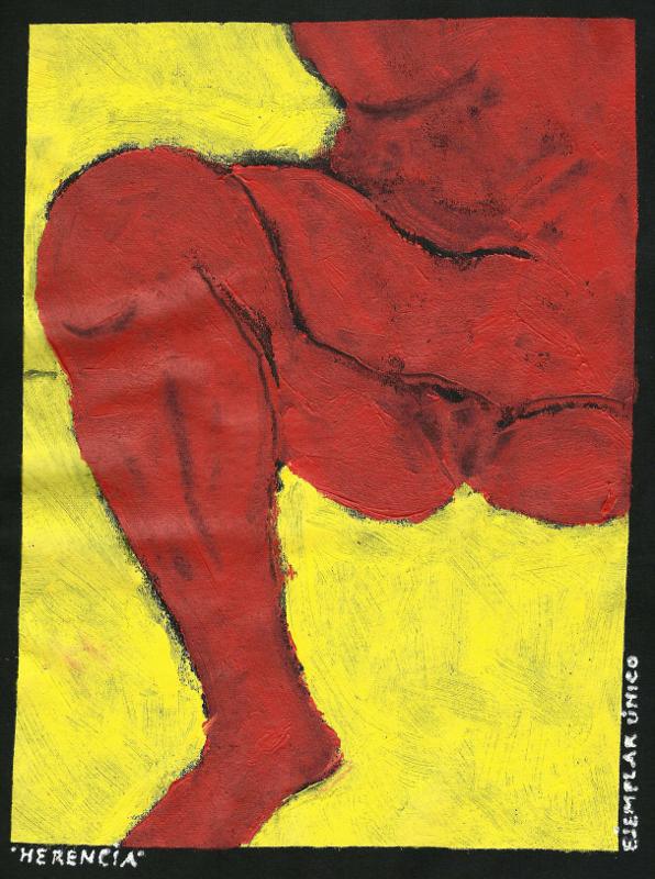 "¿Cuánto quedará en mí/de esa mujer que despelleja/el cuerpo todavía caliente de un ciervo?" es el inicio del poema en el que está inspirada esta pintura. El poema pertenece al libro "Herencia". Imagen: Gabriel Viñals.