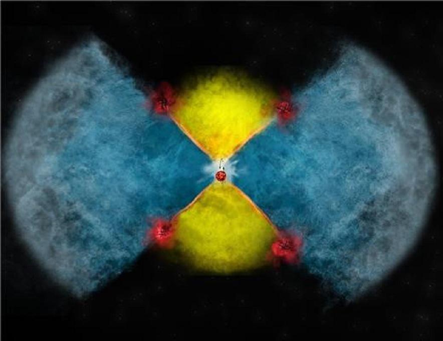 Impresión artística de la explosión de una nova. Imagen: Bill Saxton. Fuente: NRAO/AUI/NSF.