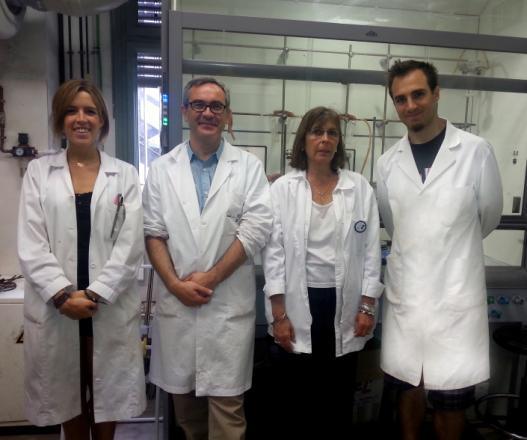 Marta Barniol Xicota, Santiago Vázquez, Mercè Font Bardia y Matías Rey en la Facultad de Farmacia de la UB. Fuente: UB.