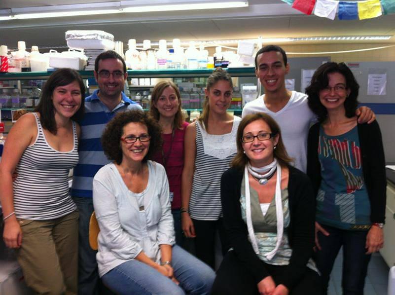 De izquierda a derecha, Alba Llopis, Carles Barceló, Neus Agell, Noelia Paco, Amaia Ercilla, Sonia Brun, Eduard Garrido y Montserrat Jaumot, de la UB-Idibaps. Fuente: UB.