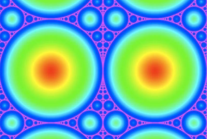 El tamiz de Apolonio cuantifica la capacidad del fractal pila de arena para recordar que solía vivir en una red cuadrada. Imagen: Levine/Pedgen/Smart. Fuente: Universidad de Cornell.