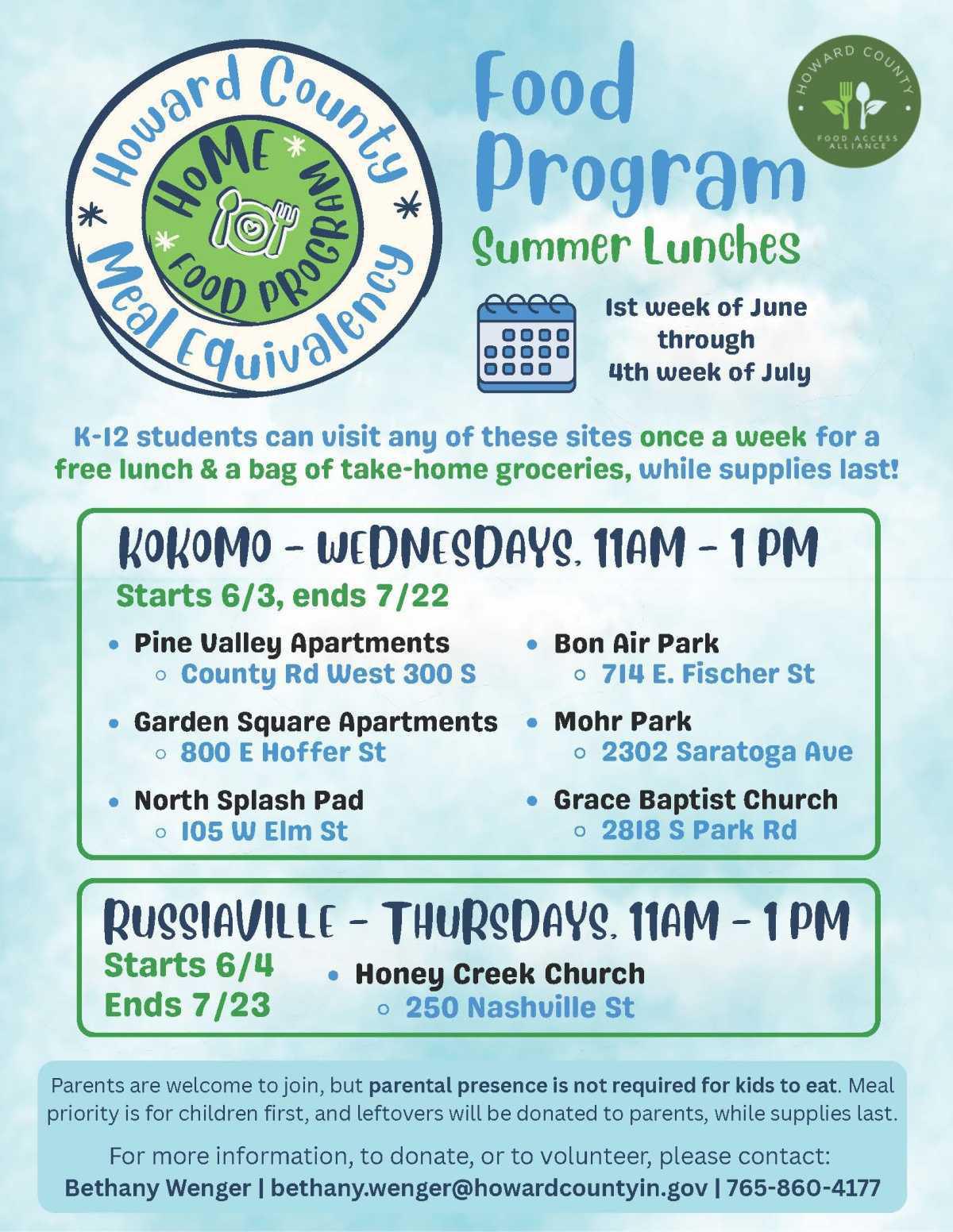 Summer food program starts June 3