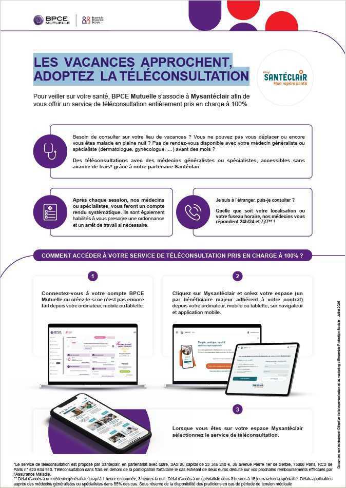 Info BPCE Mutuelle : LES VACANCES APPROCHENT, ADOPTEZ LA TÉLÉCONSULTATION