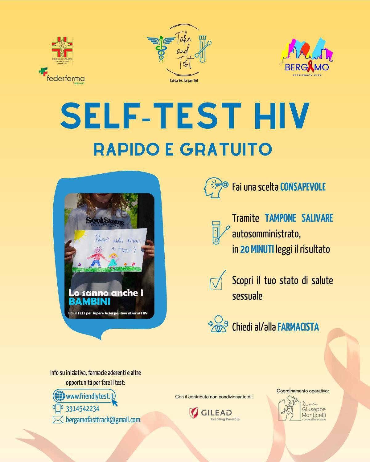 Progetto Take and Test a Bergamo: test HIV rapido e gratuito in farmacia Progetto Take and Test a Bergamo: test HIV rapido e gratuito in farmacia