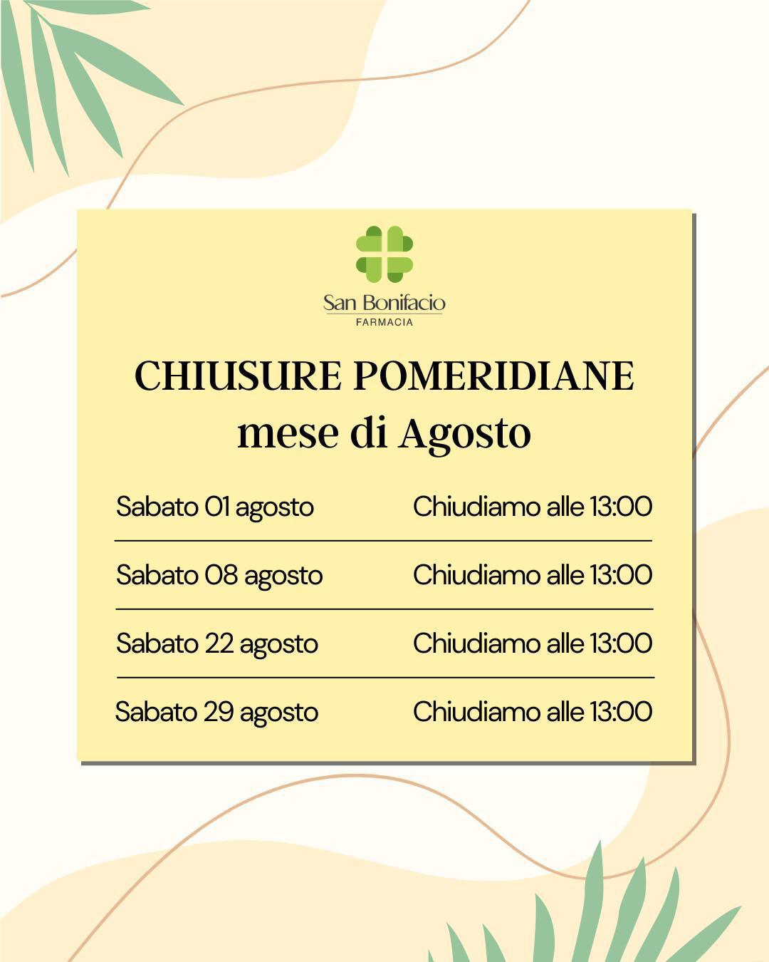 🕗 Orari di agosto