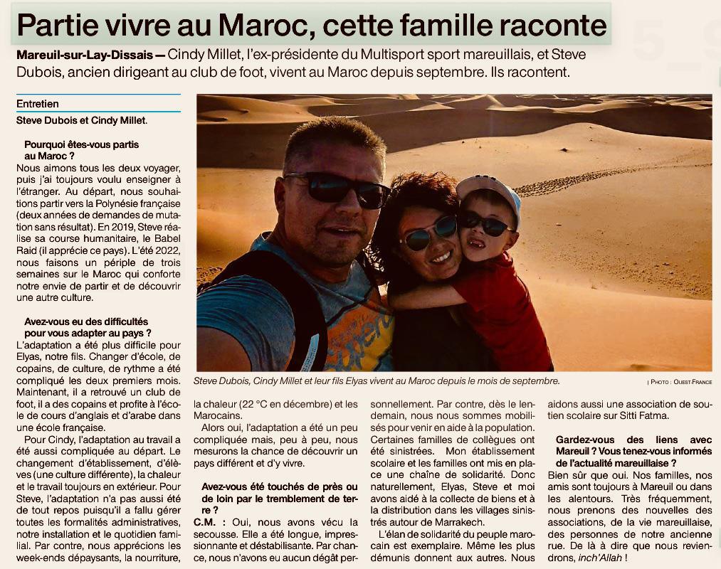 Ouest France : Partie vivre au Maroc, cette famille raconte