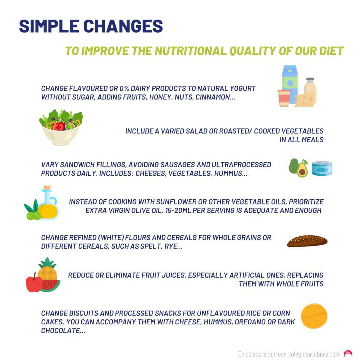 Cambios para mejorar la calidad nutricional de la dieta
