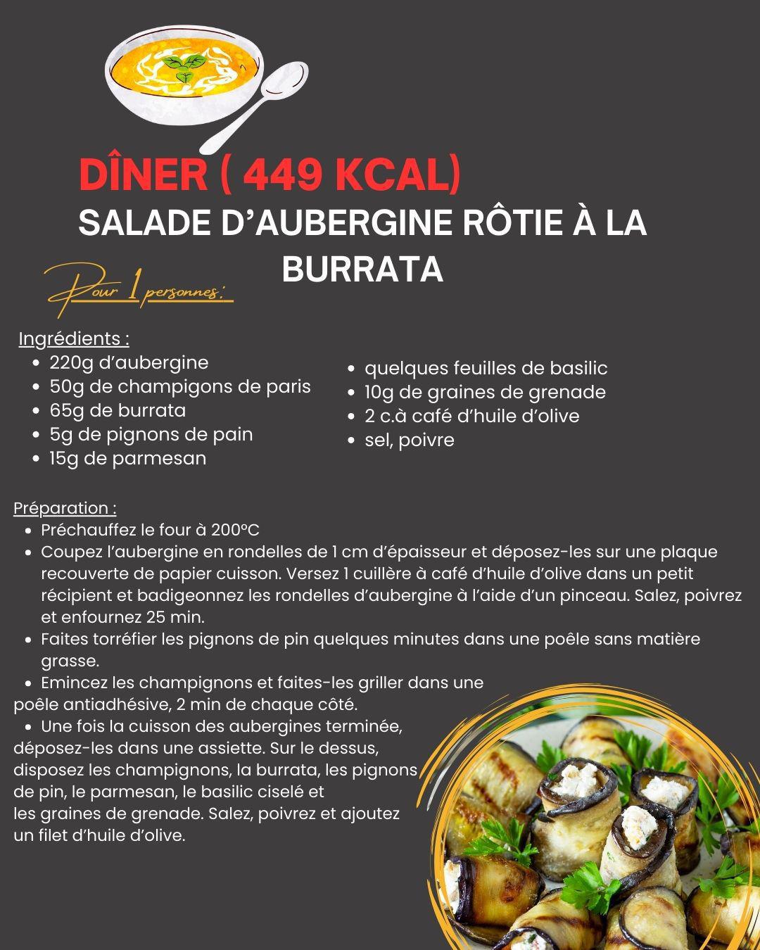 Salade d'aubergine rôtie à la burrata