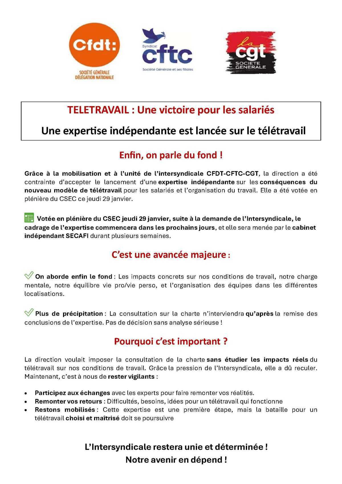 TELETRAVAIL: une expertise est lancée