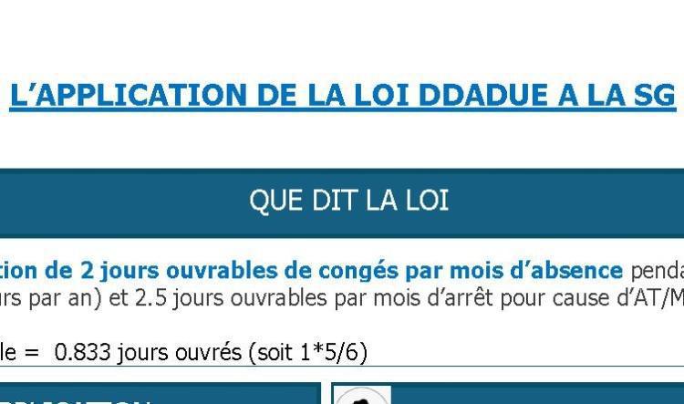 La loi sur les congés acquis au titre des arrêts maladies enfin en place à la SG