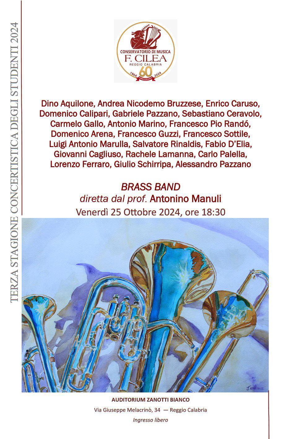 Concerto della Brass Band del Conservatorio "F. Cilea" diretta dal M° Antonino Manuli