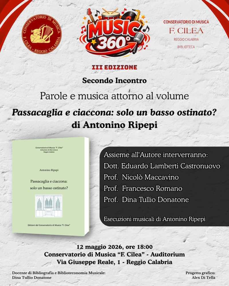 Parole e musica attorno al volume - Passacaglia e ciaccona: solo un basso ostinato? di Antonino Ripepi (inizio ore 18.00)