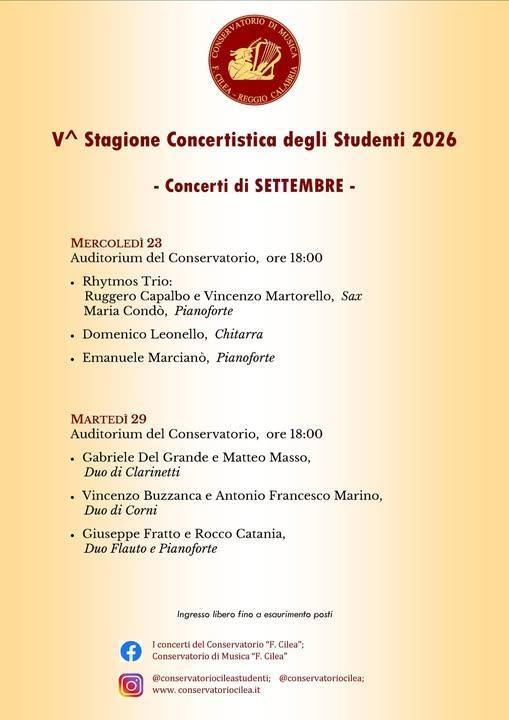 5a Stagione Concertistica degli Studenti (inizio ore 18:00)