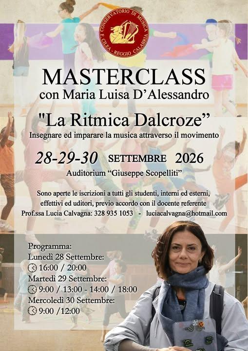 Masterclass "La ritmica Dalcroze, insegnare ed imparare la musica attraverso il movimento" con Maria Luisa D'Alessandro