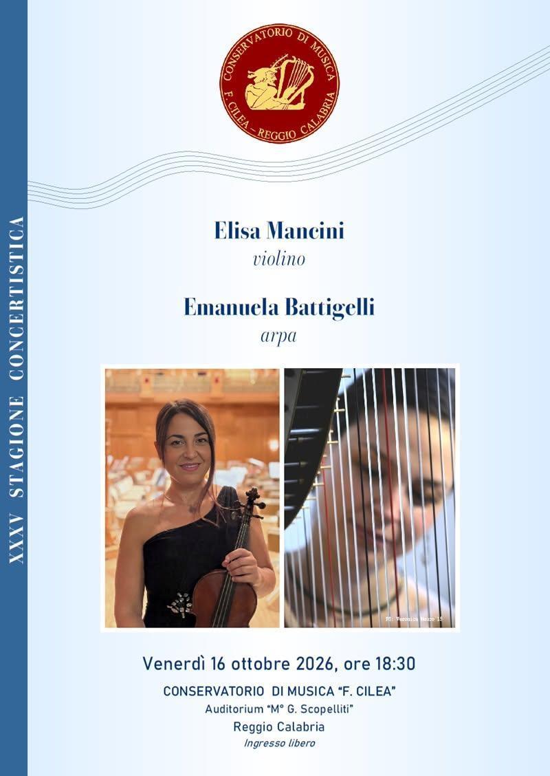 Elisa Mancini, violino - Emanuela Battigelli, arpa - XXIV Stagione Concertistica 2026 (inizio ore 18:30)