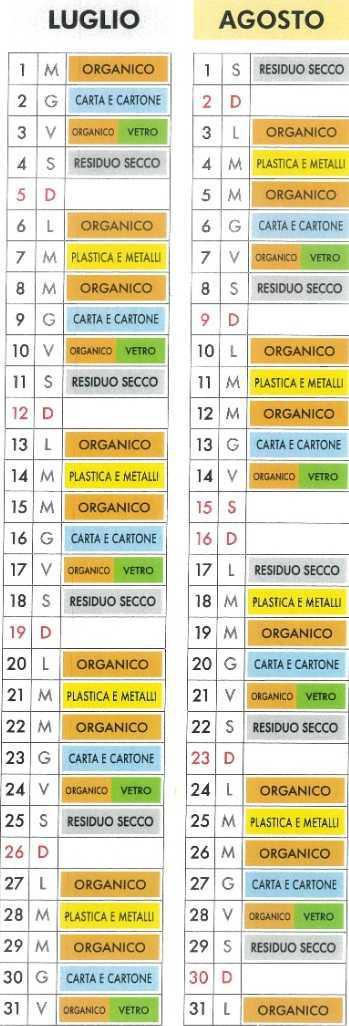 Calendario Porta a Porta