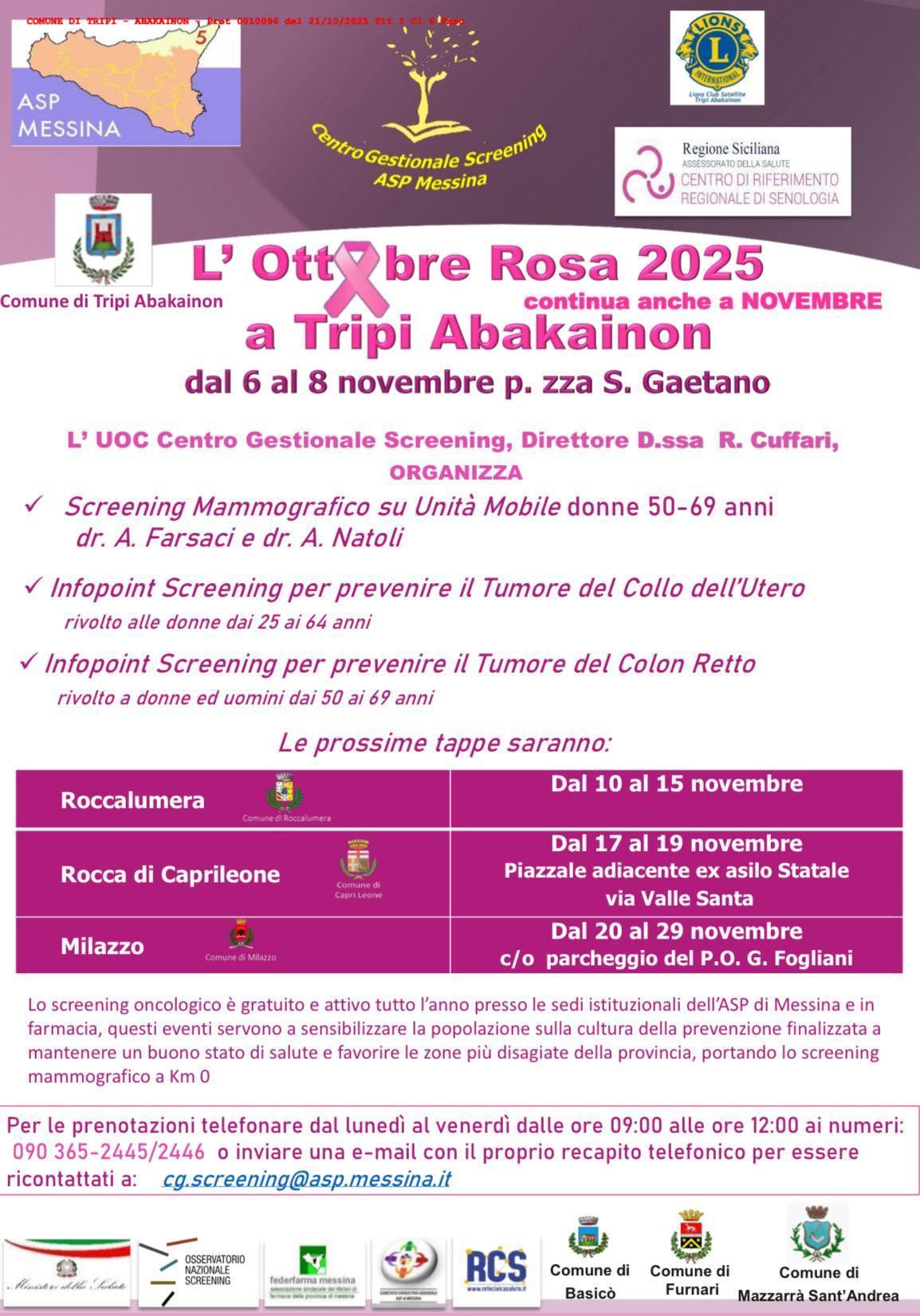 L’Ottobre Rosa continua anche a novembre a Tripi Abakainon!