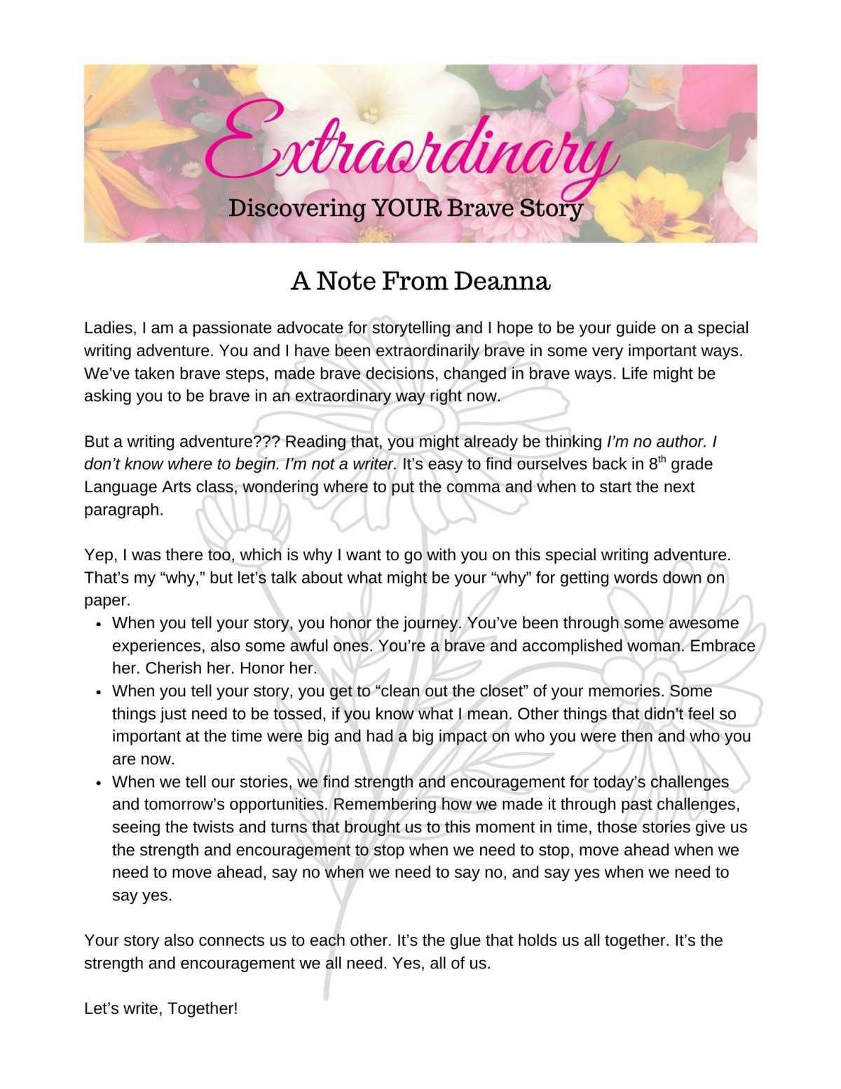 How to Write You Extraordinary Story to Inspire with Deanna Nowadnick How to Write You Extraordinary Story to Inspire with Deanna Nowadnick