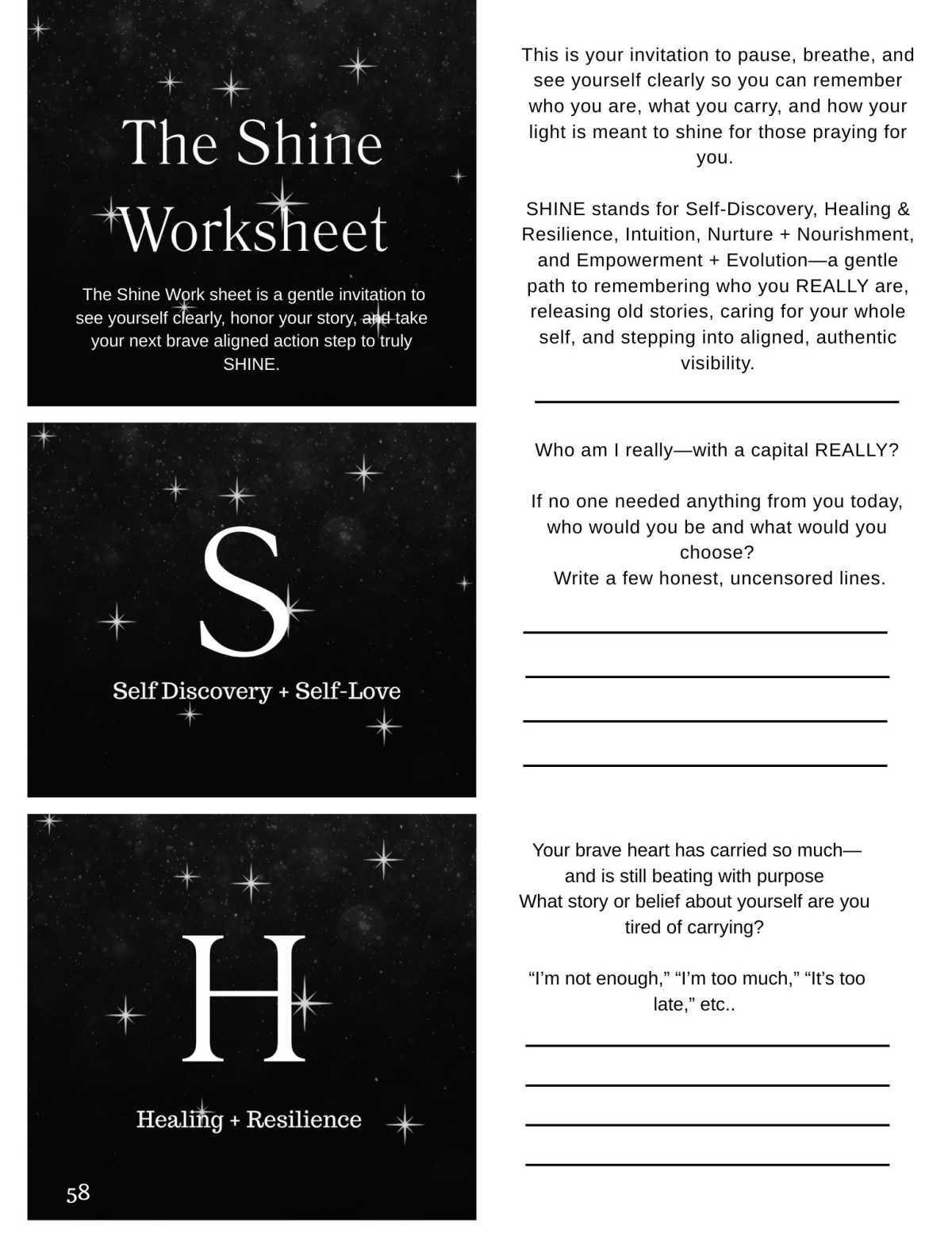 Shine Circle Worksheet with Debbie Prediger 