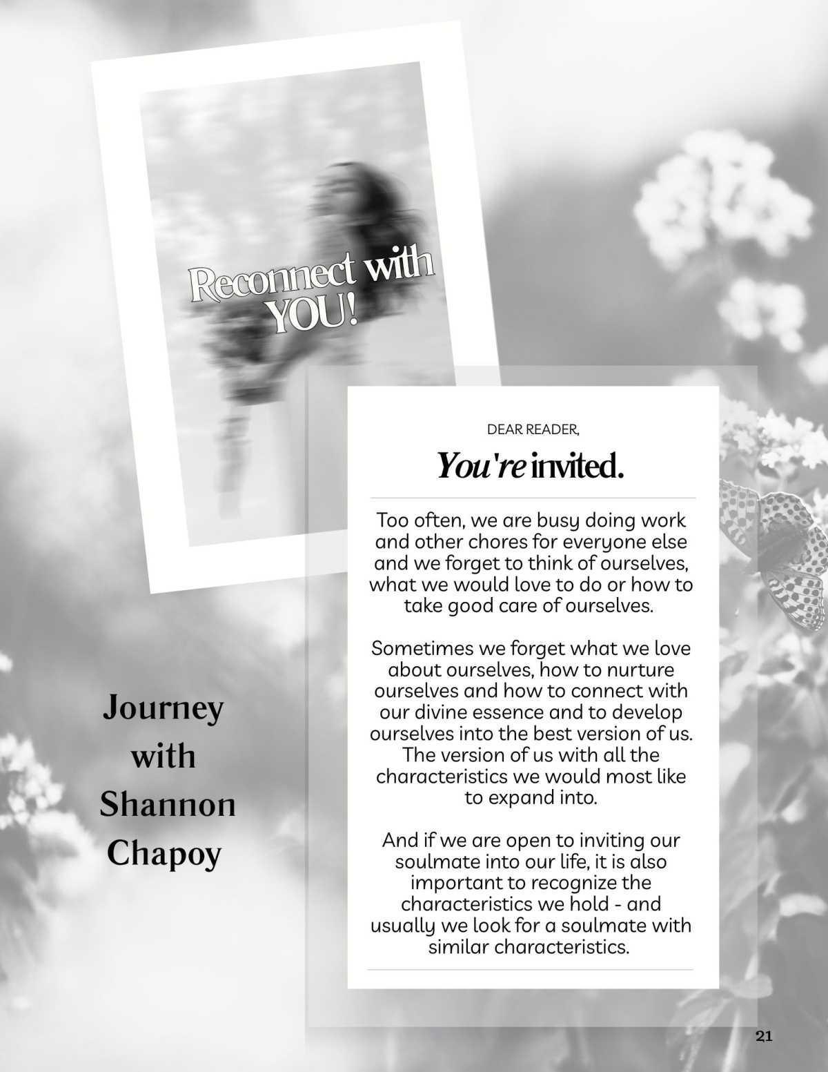 Reconnect with YOU! A reflection by Shannon Chapoy Reconnect with YOU! A reflection by Shannon Chapoy