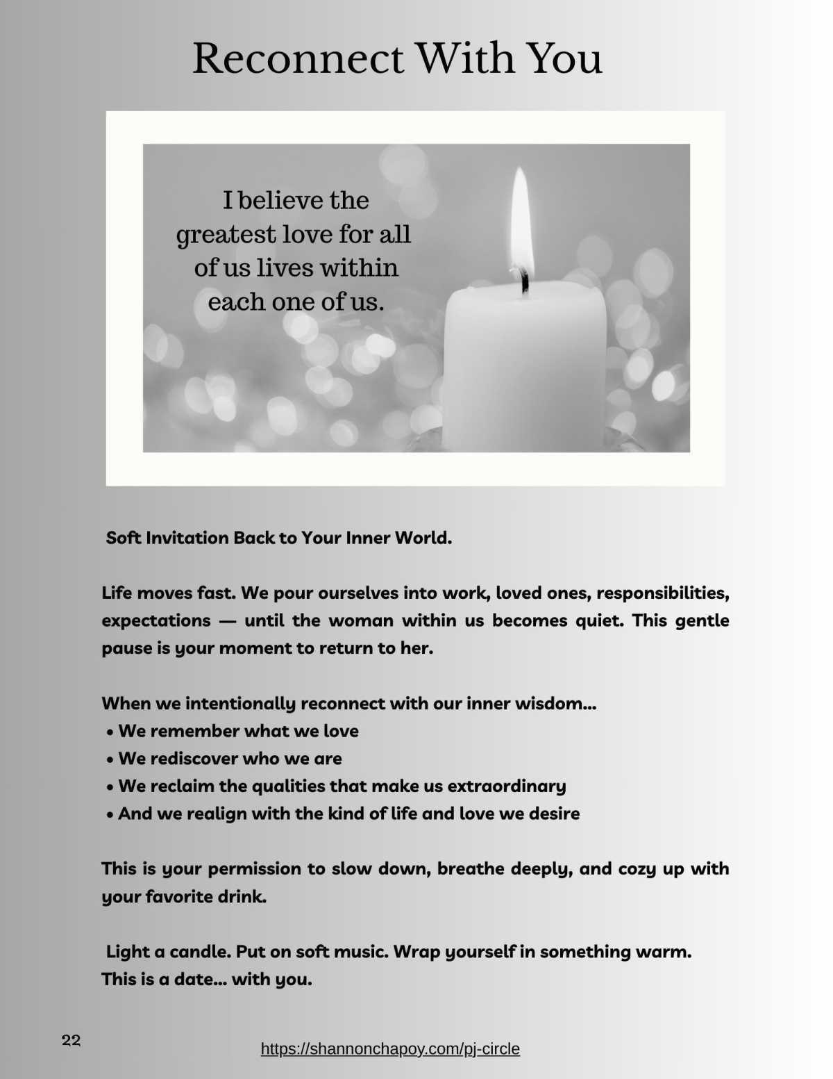 Reconnect with YOU! A reflection by Shannon Chapoy