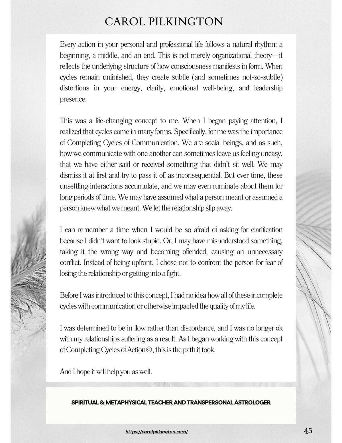 Importance of Completing Cycles of Action© with Carol Pilkington