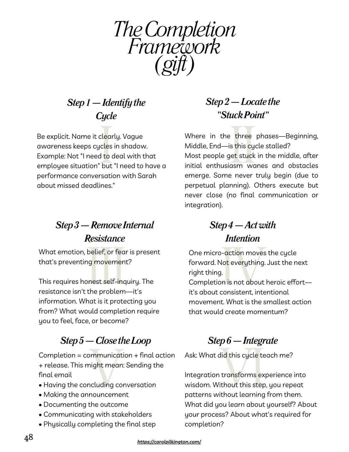 Importance of Completing Cycles of Action© with Carol Pilkington Importance of Completing Cycles of Action© with Carol Pilkington