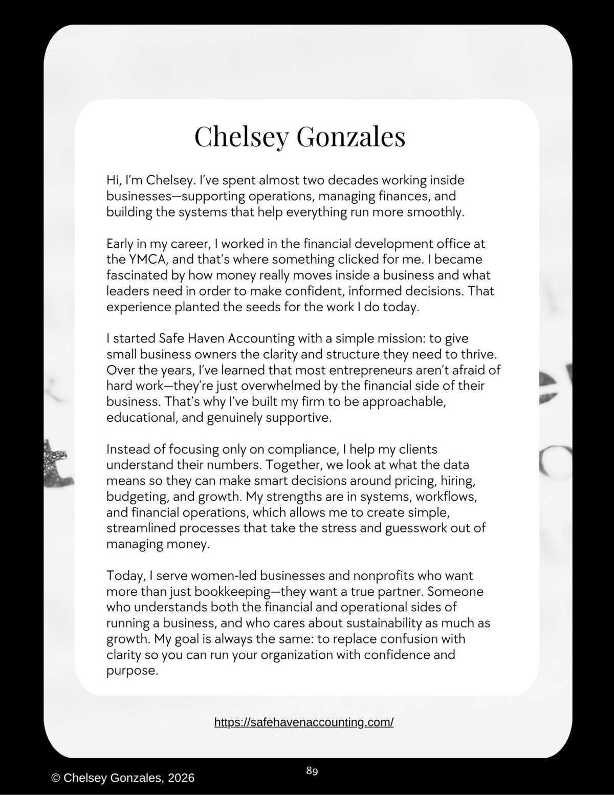 Chelsea Gonzalez - Business Financial Check-Up
