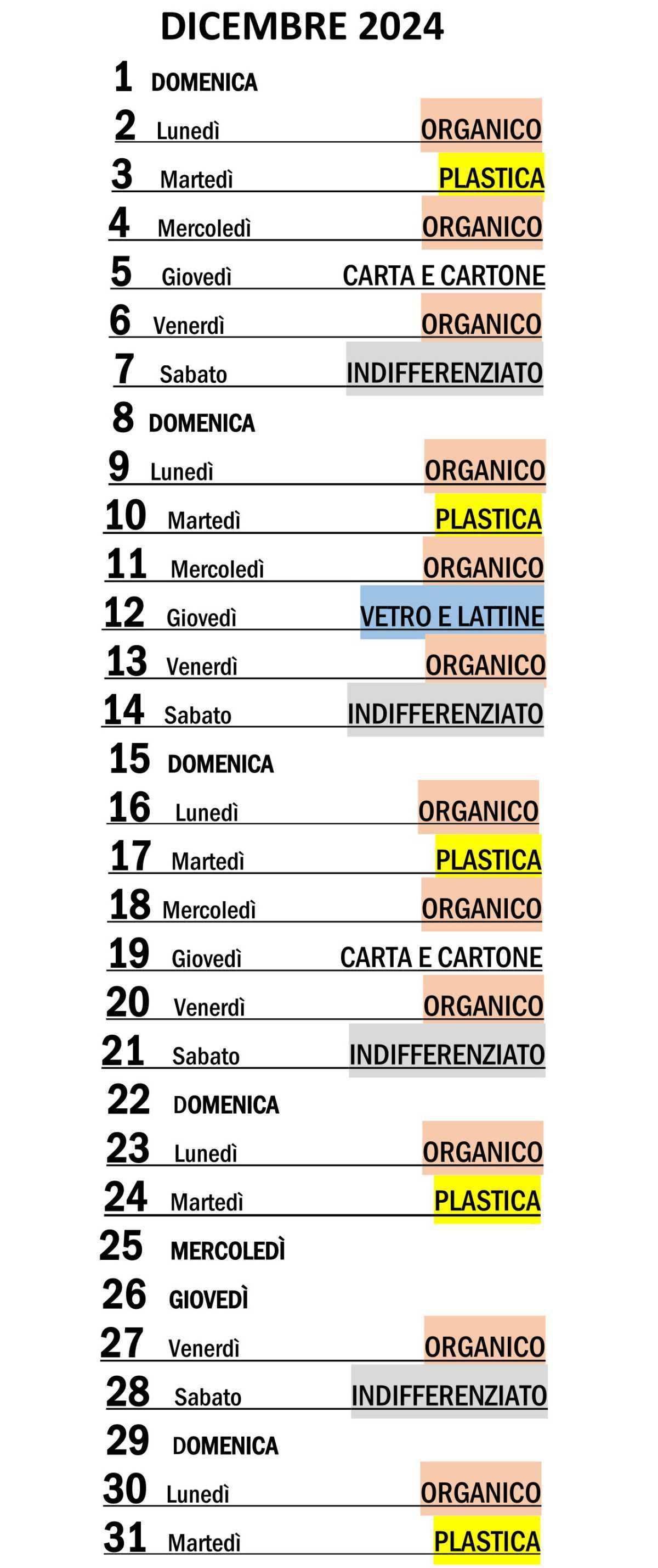 Calendario Porta a Porta